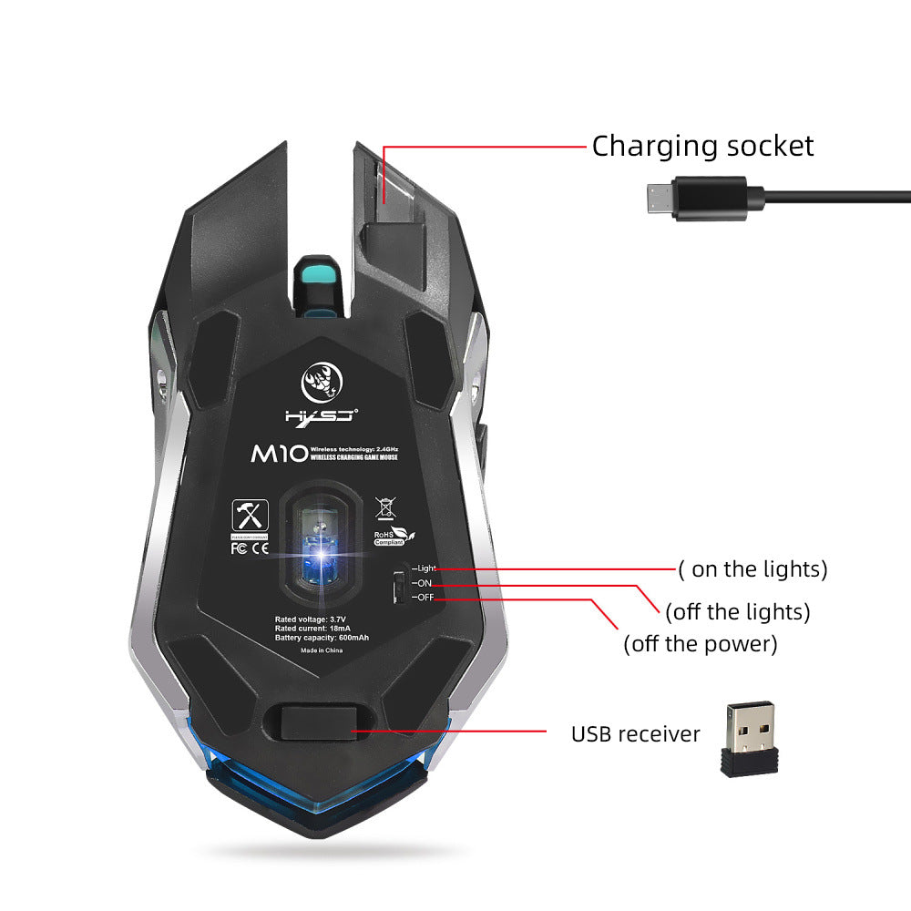 HXSJ New Wireless 2.4GPI Glowing Gaming Mouse