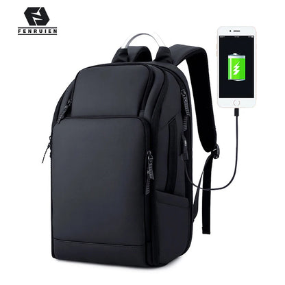 FENRUIEN 17-Inch Laptop Backpack - Waterproof, Anti-Theft, with USB Charging Port