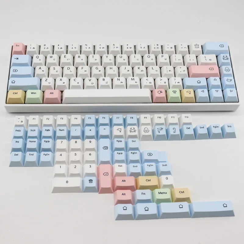 136 Keys Chalk Keycaps PBT Sublimation  Mechanical Keyboard Keycaps For Cherry MX Switche