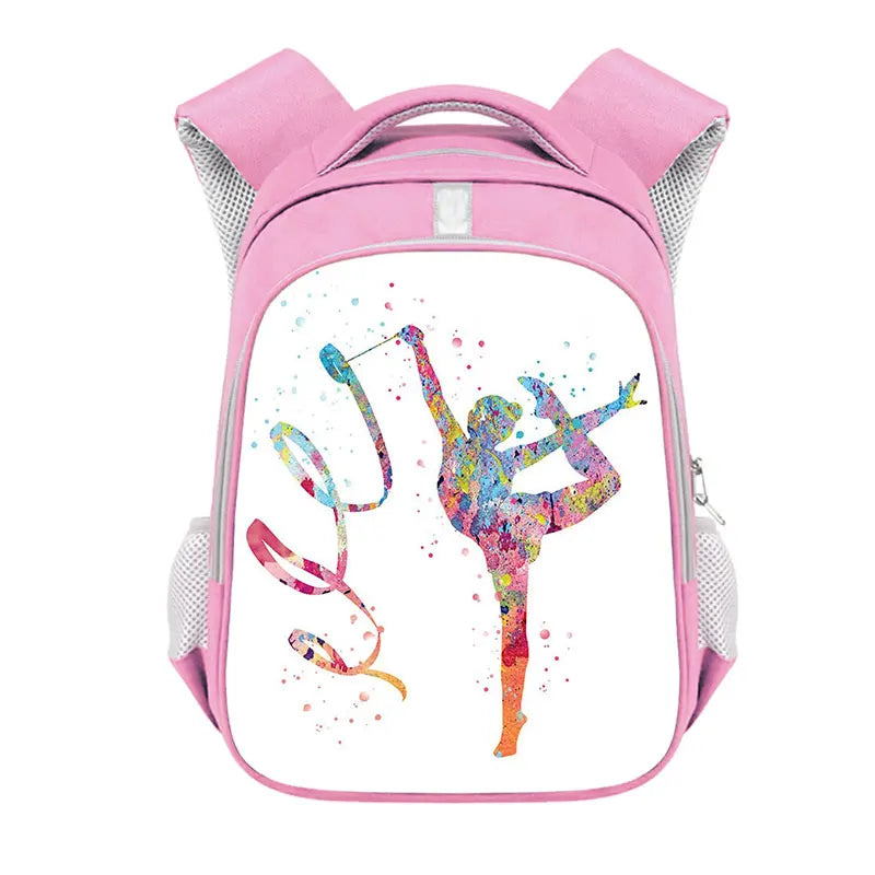 Rhythmic Gymnastics Printed Backpack Girl 13-16 Inch School Bag Large Capacity Travel Storage Bag Dance Athlete Backpack