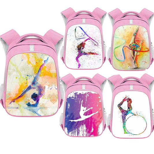 Rhythmic Gymnastics Printed Backpack Girl 13-16 Inch School Bag Large Capacity Travel Storage Bag Dance Athlete Backpack