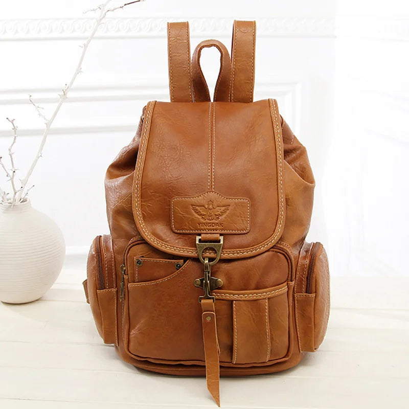 2023 High Quality Womens Vintage Leather Backpack