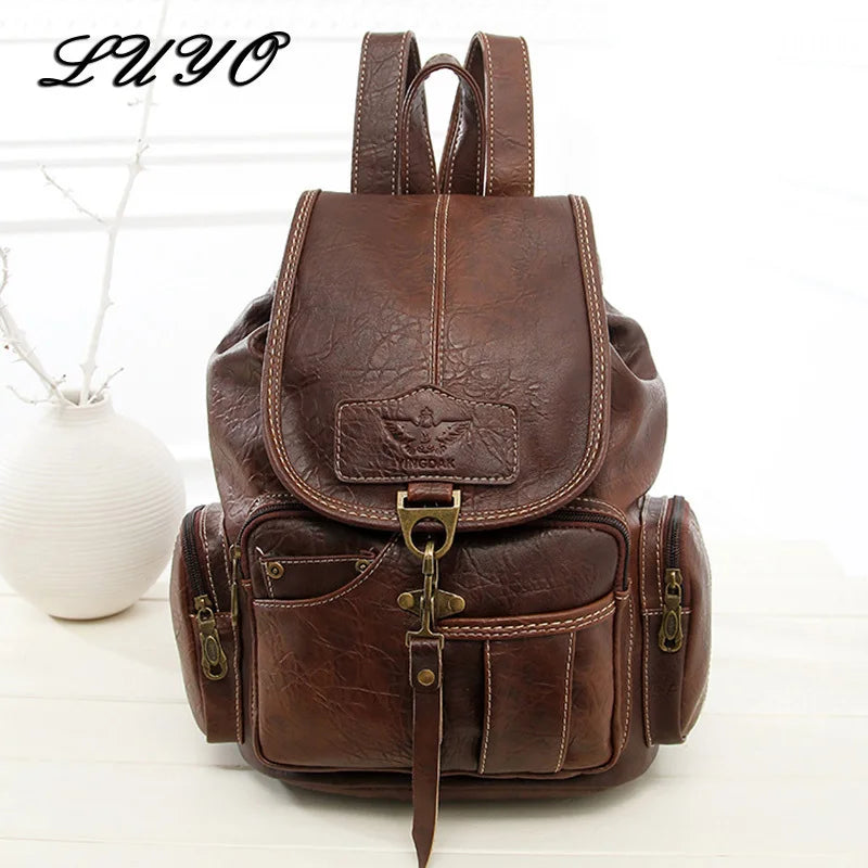 2023 High Quality Womens Vintage Leather Backpack