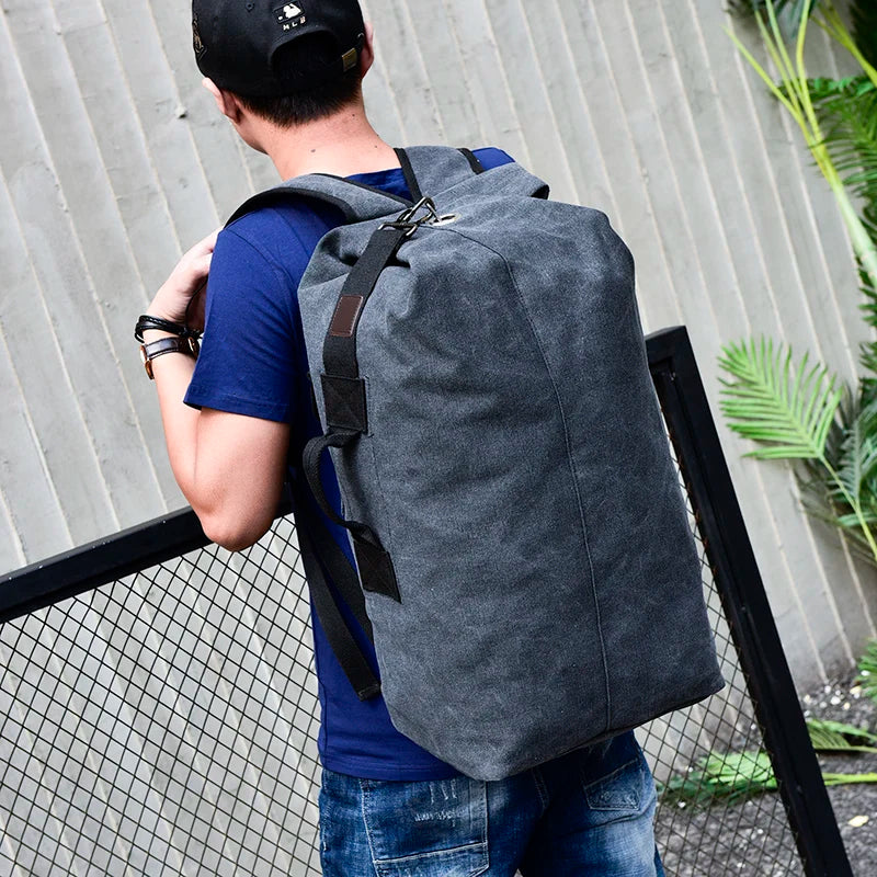 New Large Capacity Backpack Male Luggage Boys Canvas Backpack Bucket Shoulder Bags Leisure Men Backpacks for Travel for School