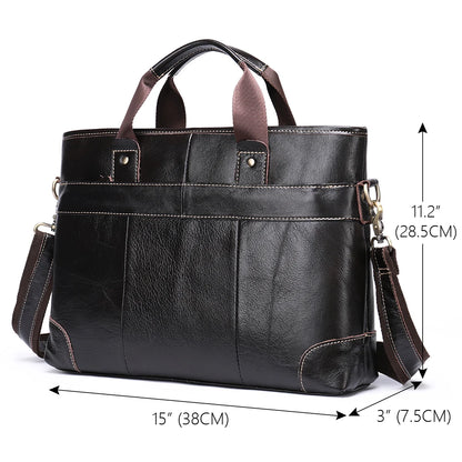 WESTAL Men's Leather Bag for Men Briefcases Genuine Leather Laptop Bag 14'' Shoulder Messenger Bags Document Computer Bags 7708