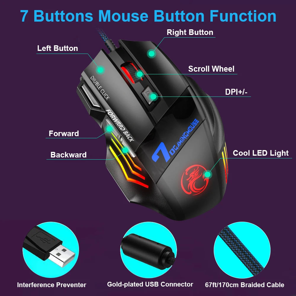 Rgb Wired Mouse Gaming Mouse For Computer Ergonomic Mause Gamer With Cable Backlight LED Silent 5500 DPI Usb Mice For Laptop Pc