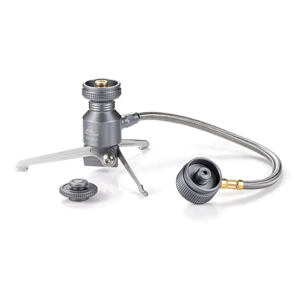 Outdoor Gas Adapter Tripod Butane Canister Adapter Collapsible Gas Stove Connector Gas Lamp Tank Stand Camping Equipment