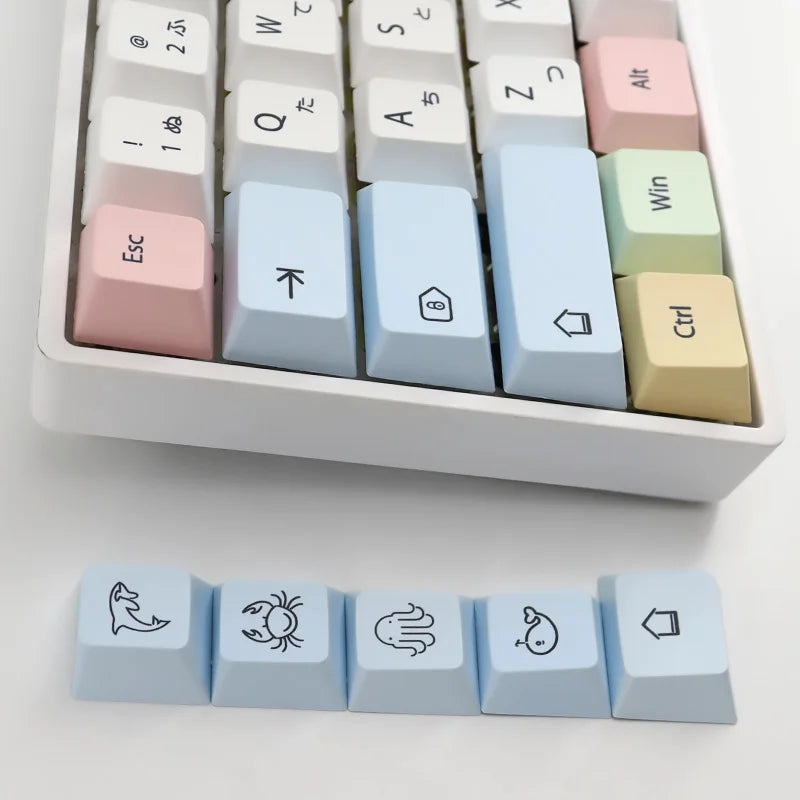 136 Keys Chalk Keycaps PBT Sublimation  Mechanical Keyboard Keycaps For Cherry MX Switche