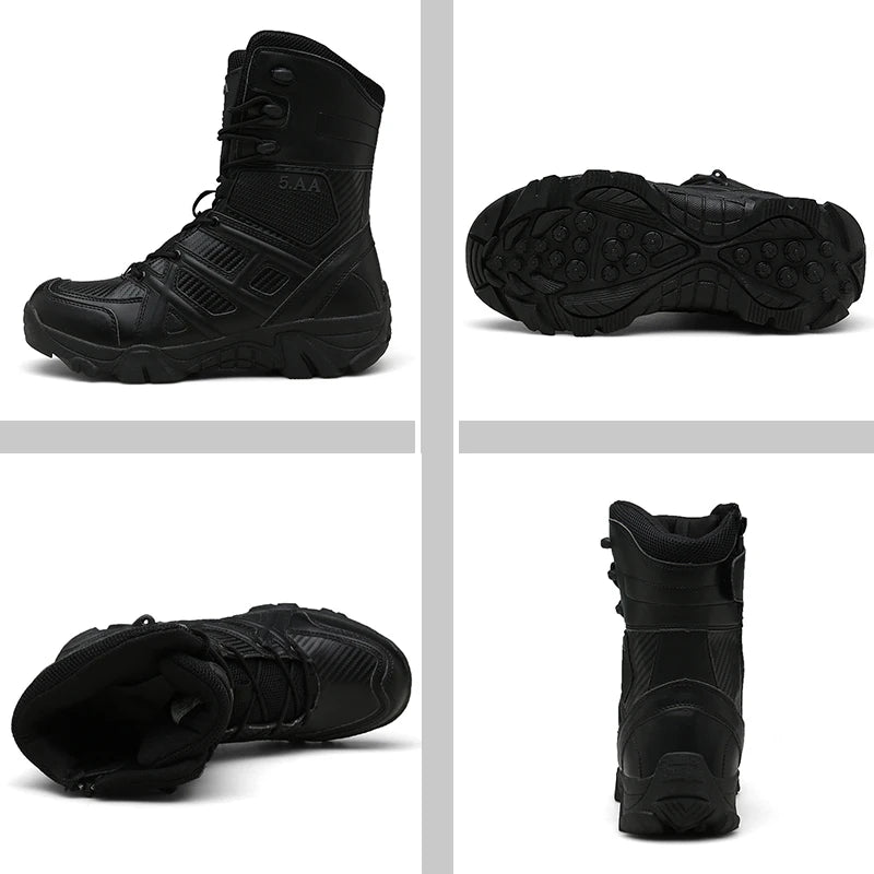 Military Boots Men Tactical Army Boots Men with Side Zipper 2023 High Top Tactical Boots Men Anti-Slip Work Safety Shoes