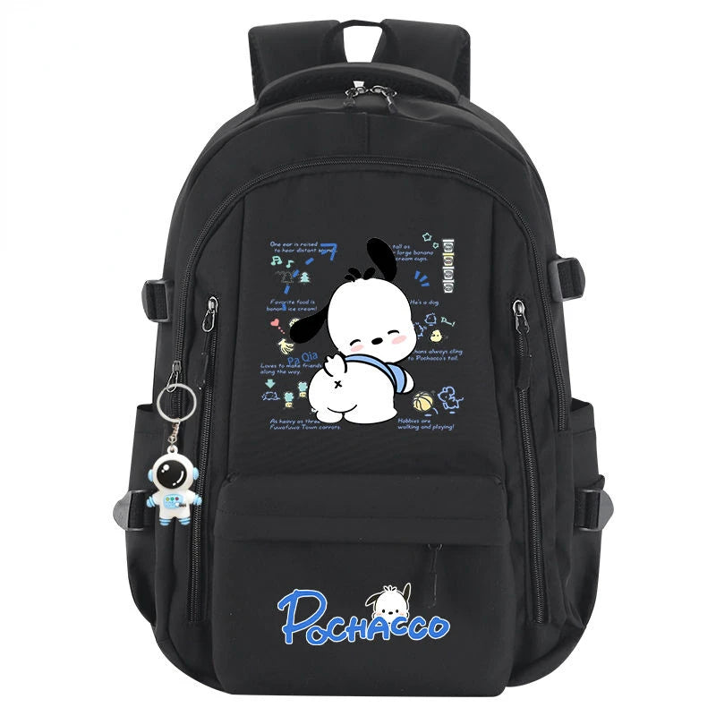 Sanrio Cartoon Pochacco Series Boy and Girl Kawaii Backpack, Large Capacity Children's Casual Backpack, Birthday Gift