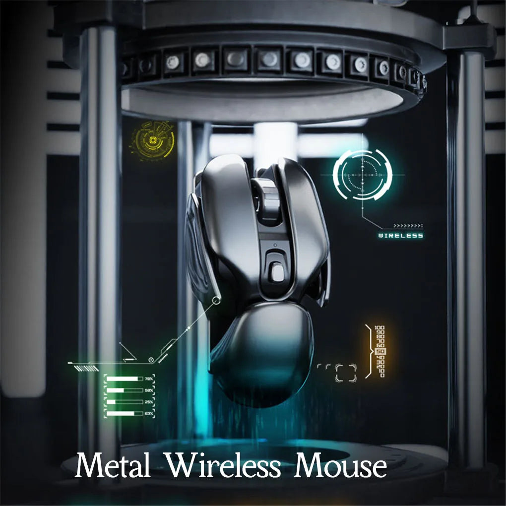 PX2 Metal 2.4G Rechargeable Wireless Mute 1600DPI Mouse 6 Buttons for PC Laptop Computer Gaming Office Home Waterproof Mouse