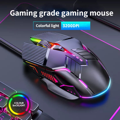 3200DPI Ergonomic Wired Silent Gaming Mouse USB 6 Button LED