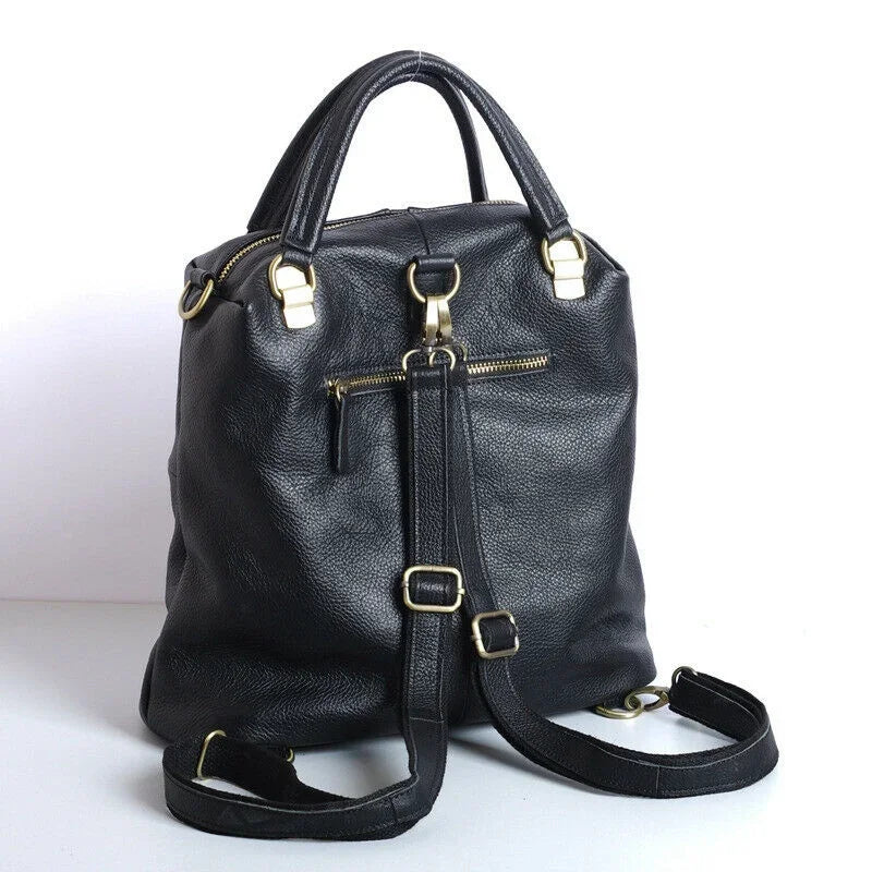 New Designer Cowhide Genuine Leather Women Backpack Women's Shoulder Bag Black Leather Handbags Travel Bag