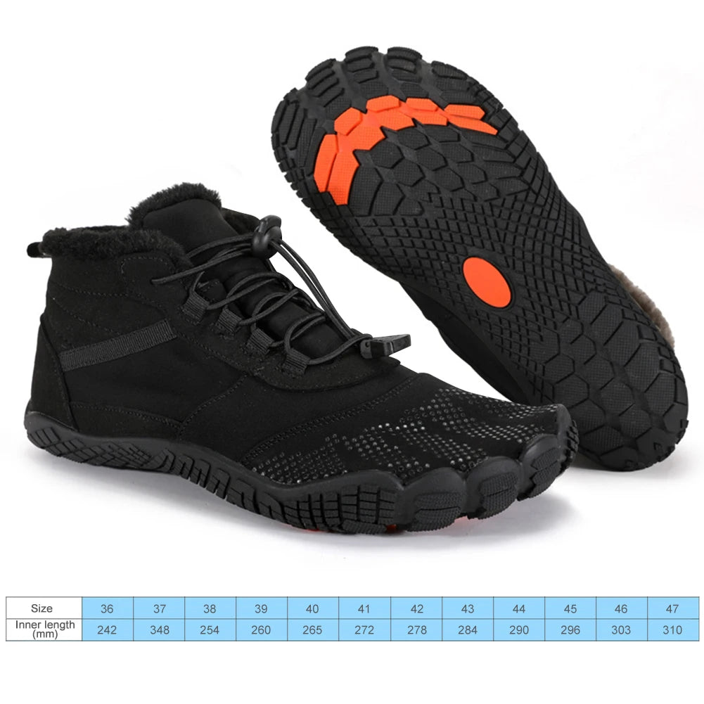 Unisex Outdoor Barefoot Hight-Top Hiking Shoes With Fuzzy Inside