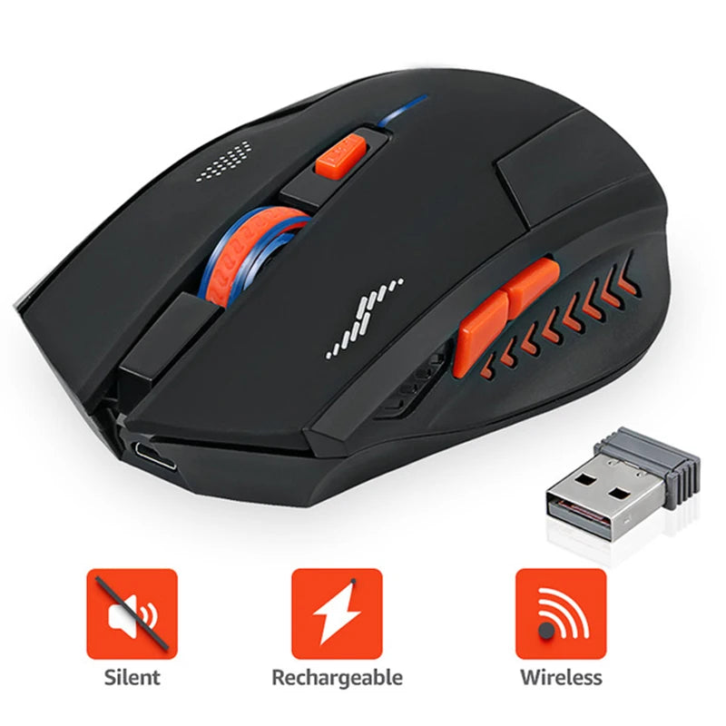 2400DPI Gaming Wireless Slient Button Computer Mouse With Built-in Lithium Battery 2.4G