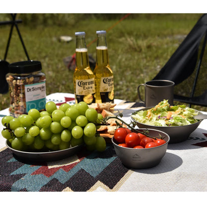 Widesea Camping Ultralight Titanium Bowl Plate Pan Tableware Set Multi Size Salad BBQ Dish Outdoor Dinner Travel Cookware Cup