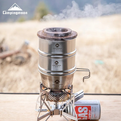 Campingmoon S362 Outdoor Stainless Steel Steamer - Portable Picnic and Camping Steaming Solution