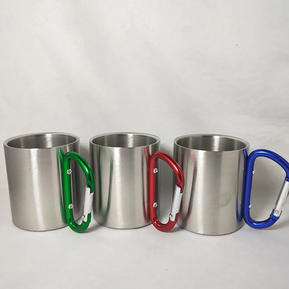 220/300ml Isolating Stainless Steel Travel Mug Double Wall With Hanger Hooks