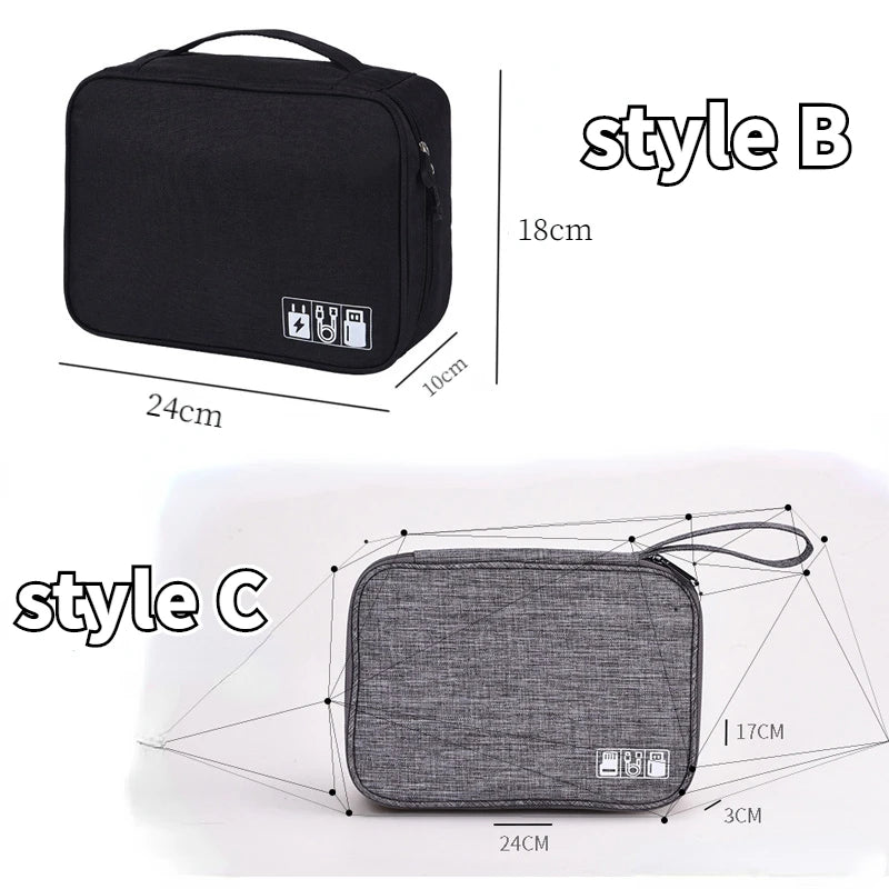 Large Capacity Digital Bag Portable Travel Data Cable Charger Storage Bag Waterproof Earphone Phone Protective Bag USB Organizer