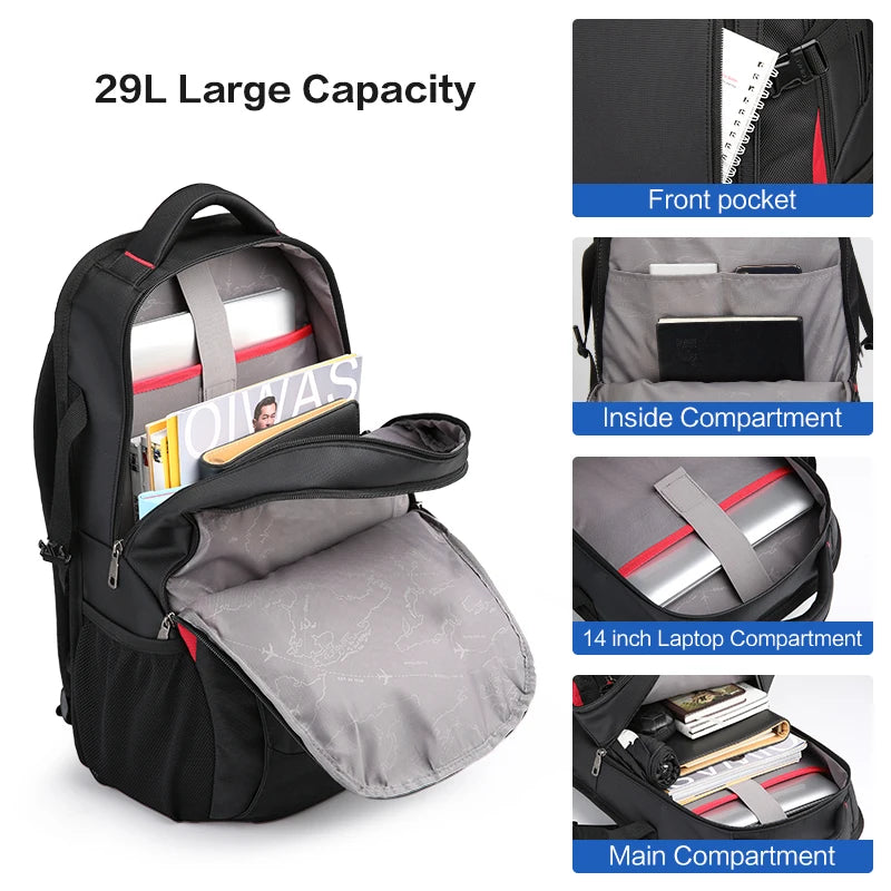 OIWAS Laptop Backpacks 14 Inch School Bags Waterproof Nylon 29L Casual Shoulder Bagpack Travel Teenage Men's Backpack Mochila