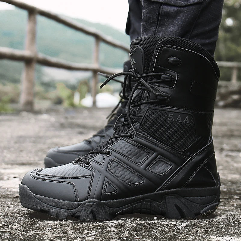 Military Boots Men Tactical Army Boots Men with Side Zipper 2023 High Top Tactical Boots Men Anti-Slip Work Safety Shoes