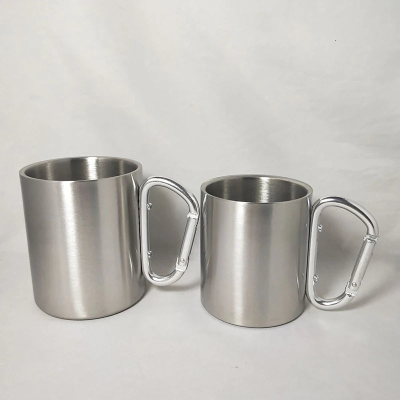 220/300ml Isolating Stainless Steel Travel Mug Double Wall With Hanger Hooks