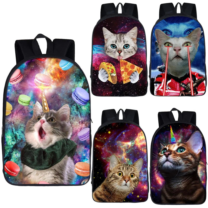 Funny Space Cat Unicorn Backpack Laser Cat Kitty Daypack Children School Bags for Teenagers Girls School Backpacks Kids Book Bag