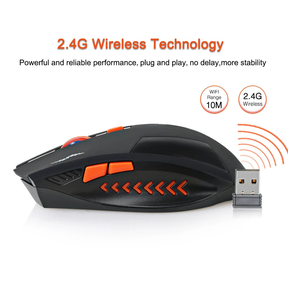 2400DPI Gaming Wireless Slient Button Computer Mouse With Built-in Lithium Battery 2.4G