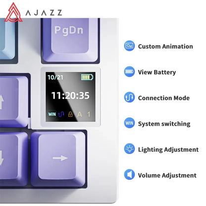 Ajazz Ak820 RGB Tri-Mode Wireless Gaming Mechanical Keyboard 82 Key Bluetooth 2.4GHz