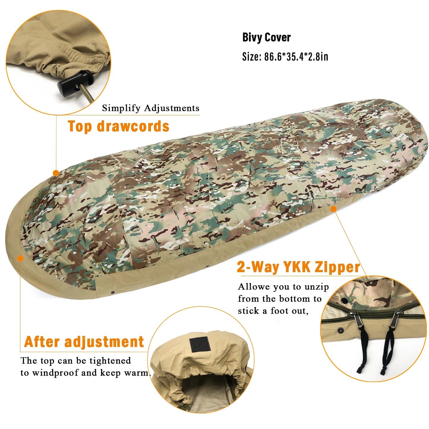 Akmax Army Military Grade Sleeping Bag, Multi Layered with Bivy Cover for All Season