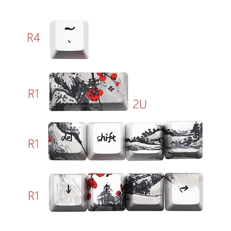 Novelty Allover Dye Subbed Plum Blossom 71 Key Profile Keycap For GH60 RK61 ALT61 Anne PRO2 GK61 GK64 Dz60 Keycaps