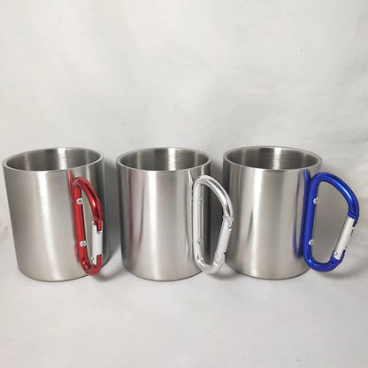 220/300ml Isolating Stainless Steel Travel Mug Double Wall With Hanger Hooks