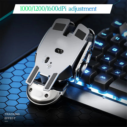 PX2 Metal 2.4G Rechargeable Wireless Mute 1600DPI Mouse 6 Buttons for PC Laptop Computer Gaming Office Home Waterproof Mouse