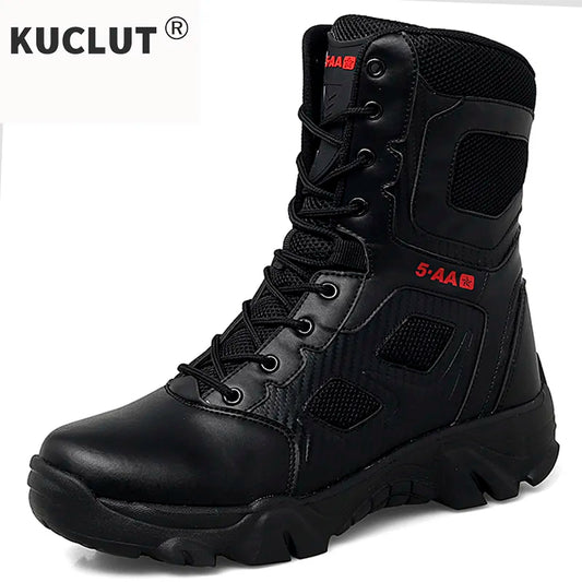 Hot Sale Men’s Tactical Boots Autumn Lightweight Plus Size Side-zip Mesh US Combat Boots Outdoor Durable Hiking Desert Work Boot