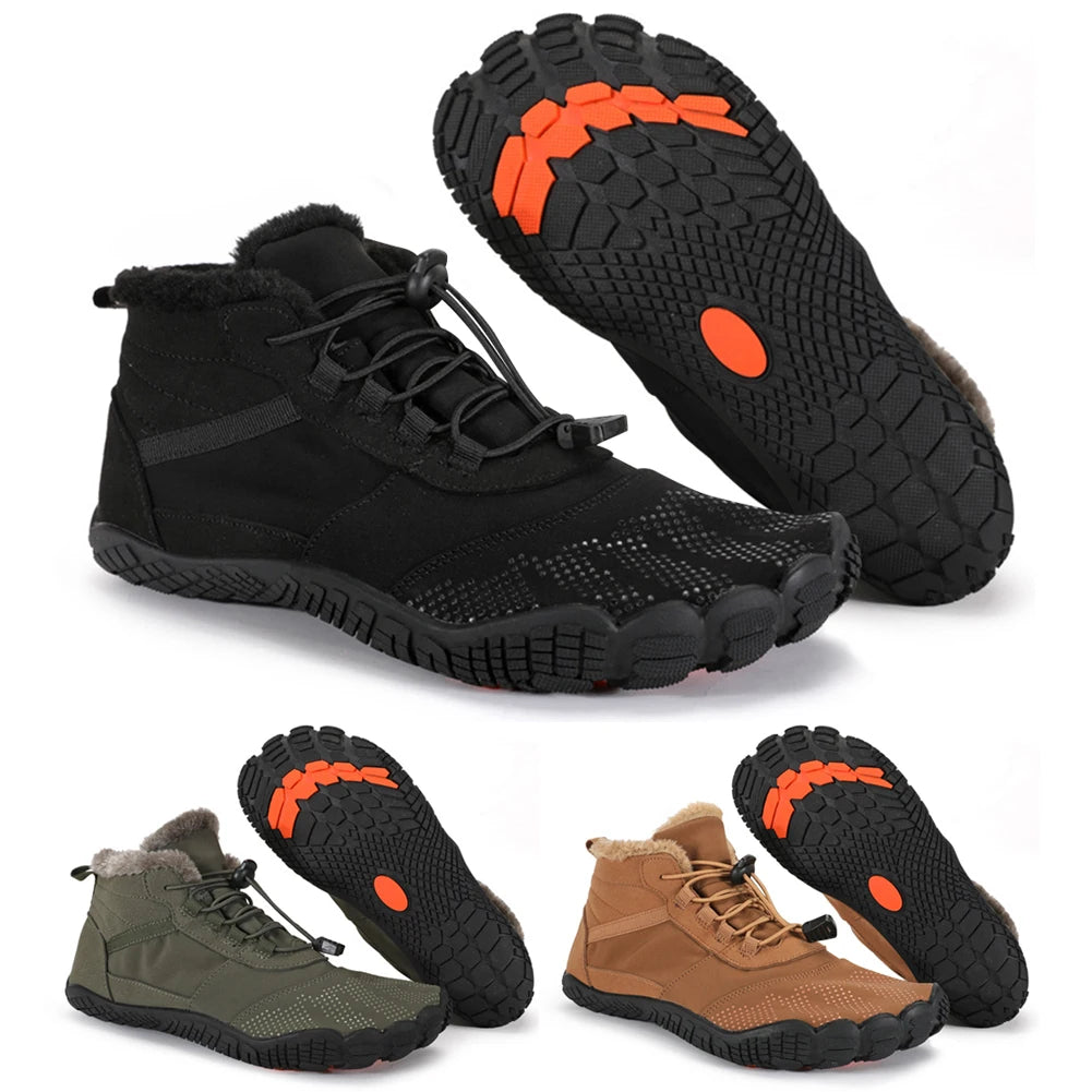 Unisex Outdoor Barefoot Hight-Top Hiking Shoes With Fuzzy Inside