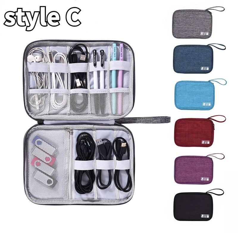 Large Capacity Digital Bag Portable Travel Data Cable Charger Storage Bag Waterproof Earphone Phone Protective Bag USB Organizer