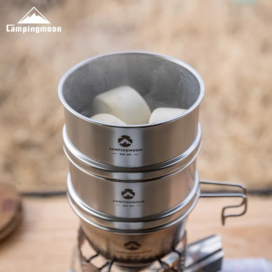 Campingmoon S362 Outdoor Stainless Steel Steamer - Portable Picnic and Camping Steaming Solution