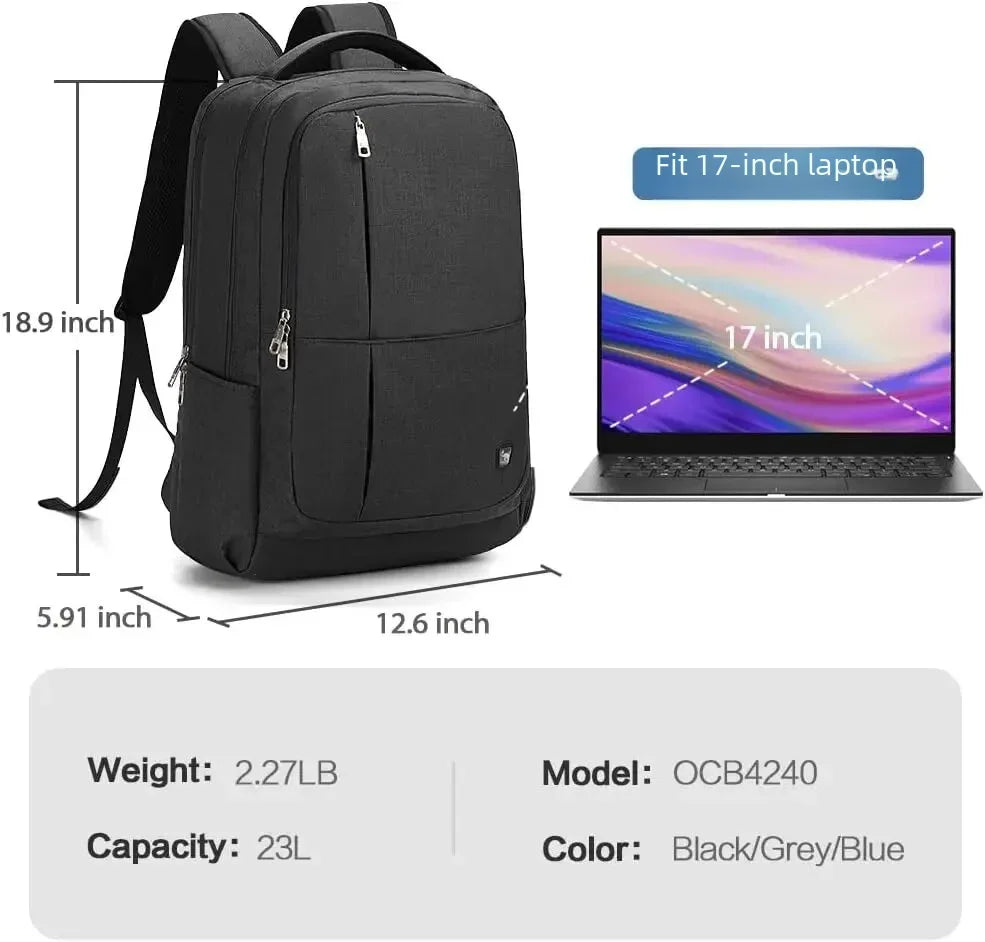 OIWAS 17 Inch Laptop Backpack With USB Charging Men's Backpacks Large Capacity Business Daypack Bookbag For Women Teenage Travel