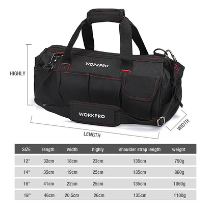 WORKPRO Waterproof Tool Bag - Large Capacity Crossbody Bag