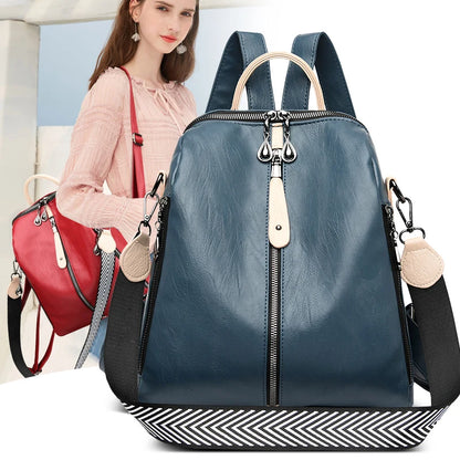 Women's Soft Leather Fashion Backpack - High-Quality Travel & School Bag