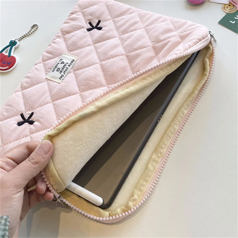 Cute Bow Embroidery Computer Bag & Tablet Sleeve Case