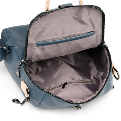 Women's Soft Leather Fashion Backpack - High-Quality Travel & School Bag