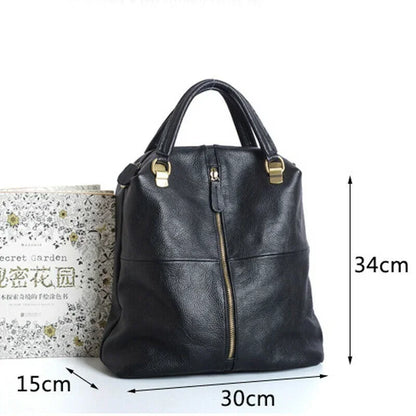 New Designer Cowhide Genuine Leather Women Backpack Women's Shoulder Bag Black Leather Handbags Travel Bag