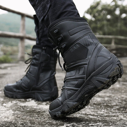 Military Boots Men Tactical Army Boots Men with Side Zipper 2023 High Top Tactical Boots Men Anti-Slip Work Safety Shoes