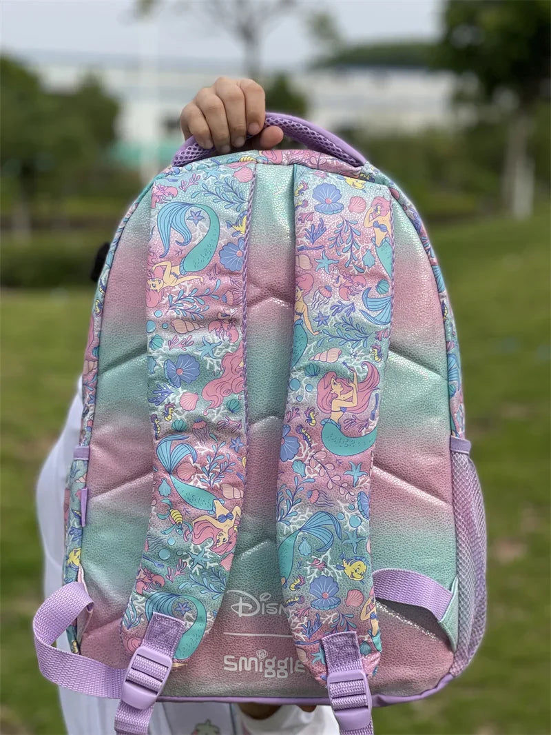 MINISOAuthentic Disney School Bag Mermaid Shell Children Stationery Backpack Student Pen Case Lunch Bag Backpack Set Gift