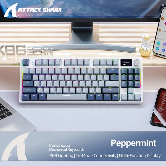 K86 Wireless Hot-Swappable Mechanical Keyboard Bluetooth/2.4g With Display Screen and Volume Rotary Button for Games and Work