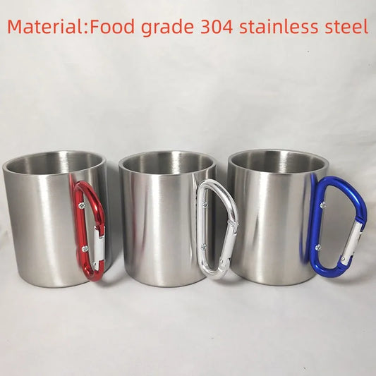 220/300ml Isolating Stainless Steel Travel Mug Double Wall With Hanger Hooks