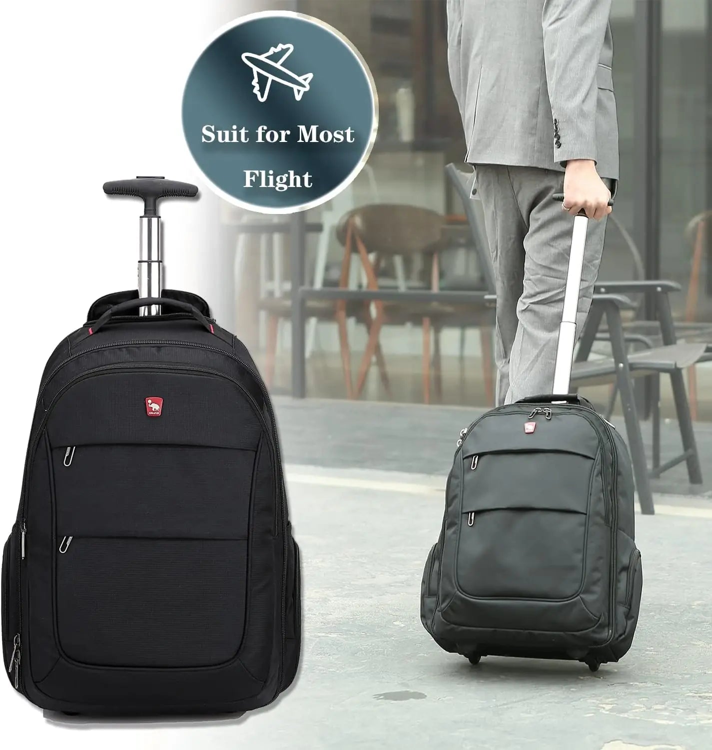 OIWAS Rolling Luggage Backpack Men Trolley Bag with wheels Business Wheeled Backpack Cabin Carry on Trolley Bag