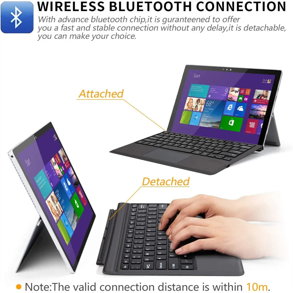 Ft-1089d Wireless Bluetooth-compatible Keyboard With Touchpad Backlit Compatible For Microsoft Surface Pro 3 4 5 6 7