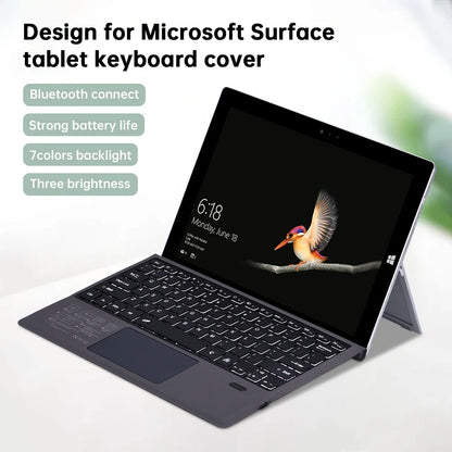 Ft-1089d Wireless Bluetooth-compatible Keyboard With Touchpad Backlit Compatible For Microsoft Surface Pro 3 4 5 6 7